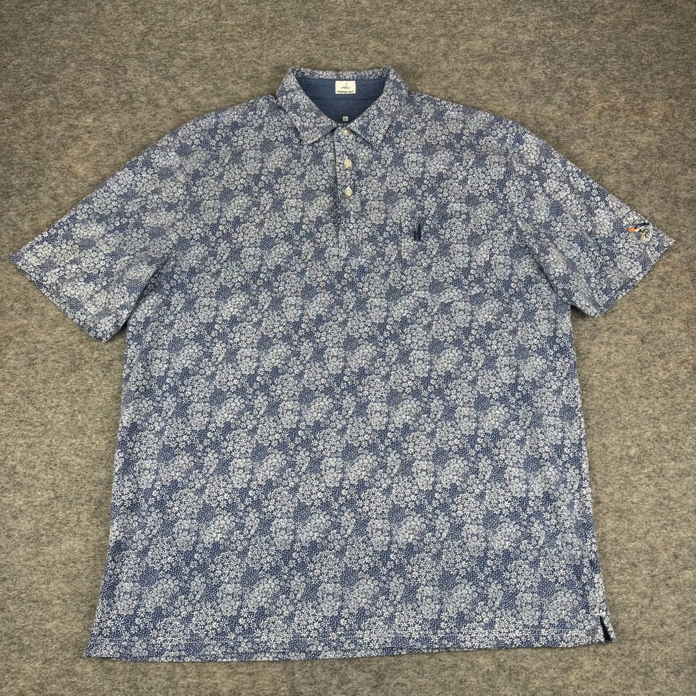 Johnnie O Grover Polo Shirt Floral Pocket Chicago Highlands Blue Mens XL
